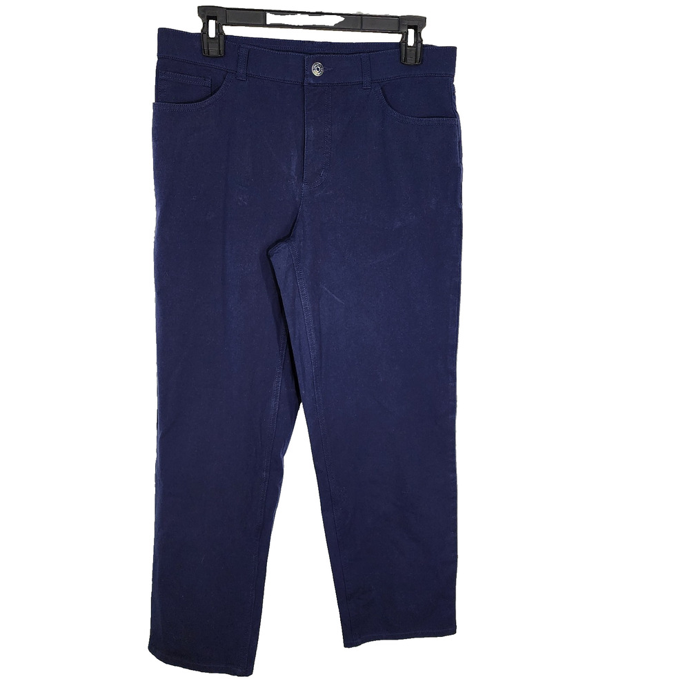 Isaac Mizrahi Live Womens Petite 24/7 Stretch Pants Size 10P Navy 5 Pocket Knit